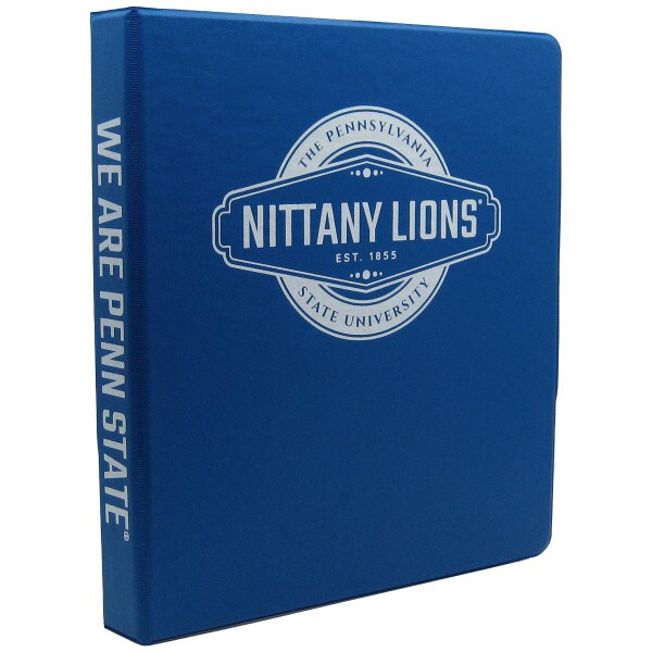 royal blue 3 ring 1" binder The Pennsylvania State University Nittany Lions on front, We Are Penn State on spine